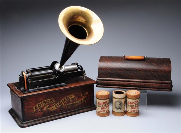 EDISON CYLINDER PHONOGRAPH WITH HORN.             
