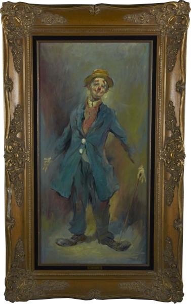 ORIGINAL HOBO CLOWN WITH CANE PAINTING BY JULIAN  