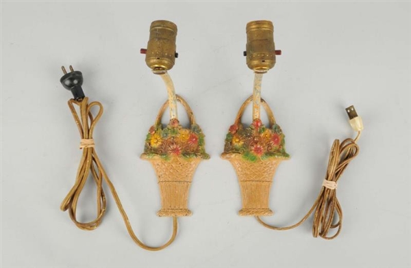 C.I MIXED FLOWERS IN BASKET WALL SCONCE LAMPS.    