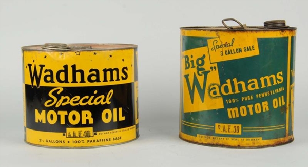 LOT OF 2: WADHAMS MOTOR OIL CANS.                 