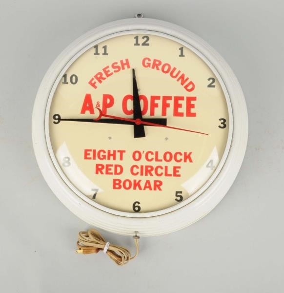 A&P COFFEE ADVERTISING CLOCK.                     