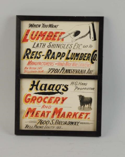 LOT OF 2: EARLY CARDBOARD TRADE SIGNS.            