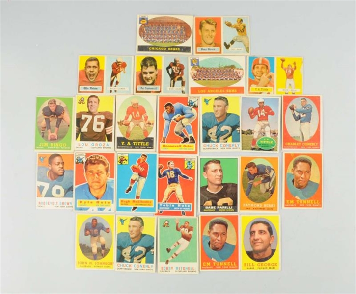 LOT OF APPROX. 25: 1950S FOOTBALL CARDS.         