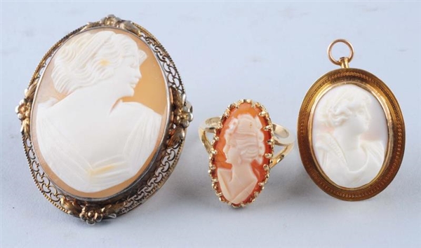 LOT OF 3: A RING & 2 PINS.                        