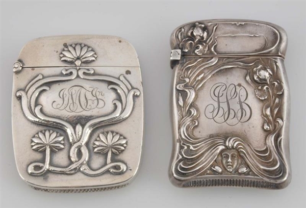 LOT OF 2: SILVER MATCH HOLDERS.                   