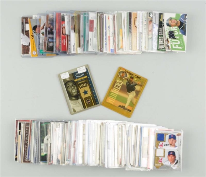 LOT OF APPROX. 100: CONT. JERSEY & BAT CARDS.     