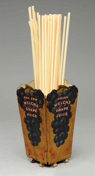 EARLY WELCH’S GRAPE JUICE TIN STRAW HOLDER.       