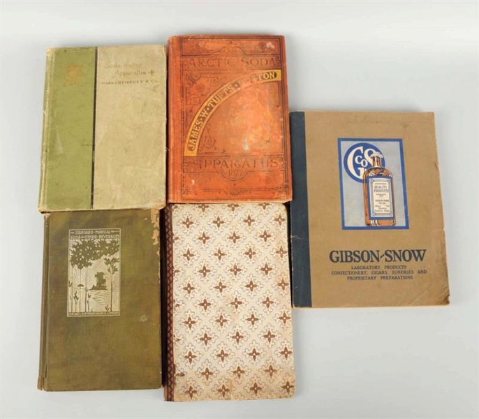 LOT OF 5: EARLY SODA FOUNTAIN SUPPLY BOOKS.       