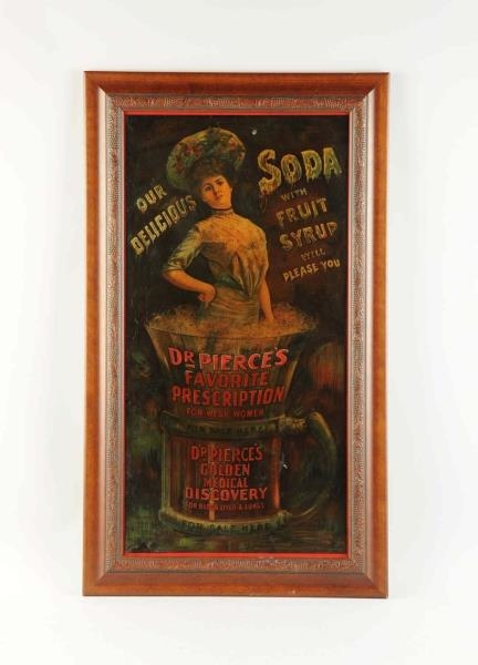 DR. PIERCE’S 1896 REVERSE ON GLASS SIGN.          