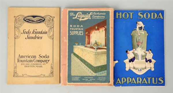 LOT OF 3: SODA RELATED SUPPLY BOOKLETS.           