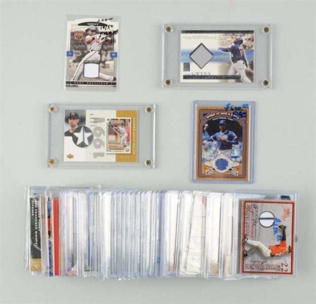 LOT OF APPROX. 50: CONT. JERSEY & BAT CARDS.      