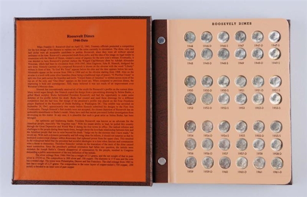 ROOSEVELT DIME COLLECTION IN BOOK 1946 - 1964.    