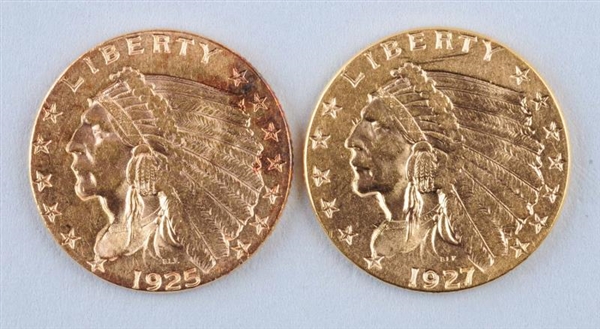LOT OF 2 : $2-1/2 GOLD INDIAN COINS.              