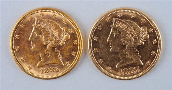 LOT OF 2 : $5 GOLD CORONET LIBERTY COINS.         