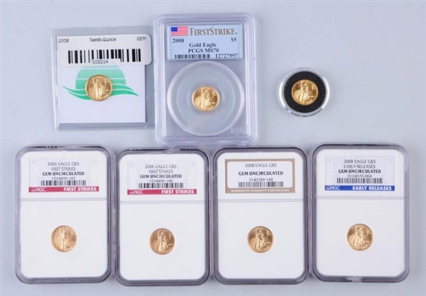 LOT OF 7: $5 GOLD EAGLES.                         