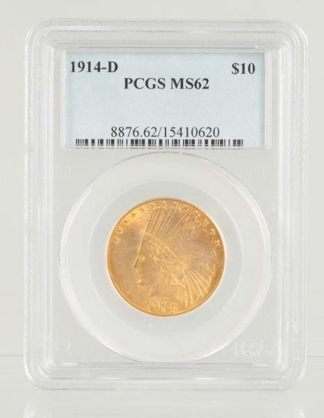 1914 D $10 GOLD INDIAN.                           