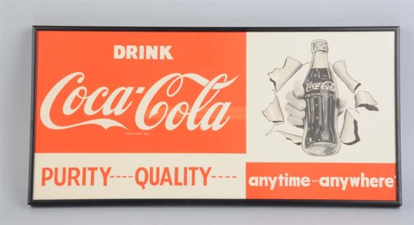 1960S COCA-COLA FRAMED PAPER SIGN.               