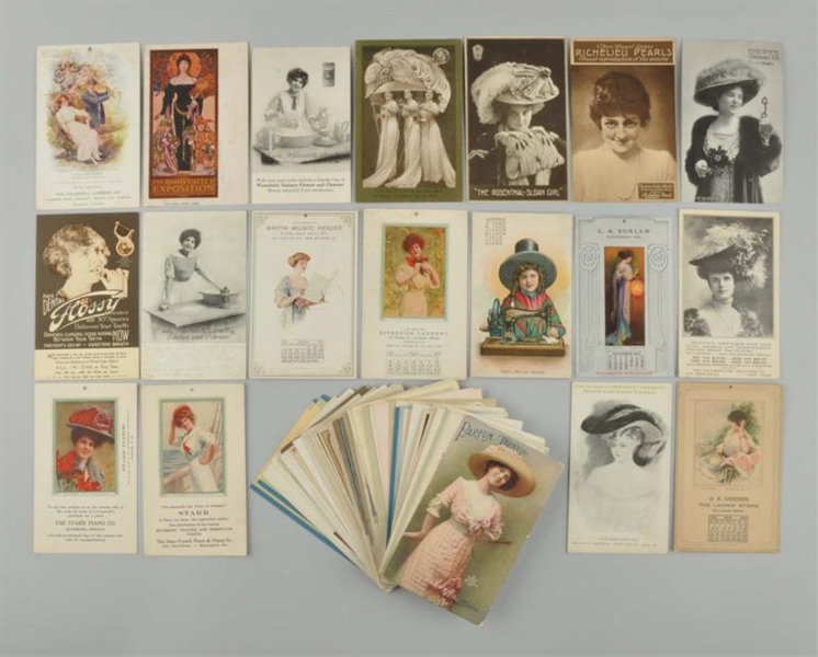 LOT OF 50+: ADVERTISING POSTCARDS WITH GIRLS.     