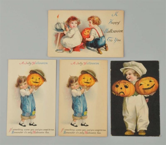 LOT OF 4: WOLF CLAPSADDLE HALLOWEEN POSTCARDS.    