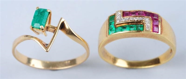 LOT OF 2: GOLD RINGS.                             