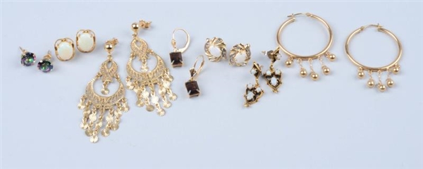7 PAIRS OF GOLD EARRINGS.                         