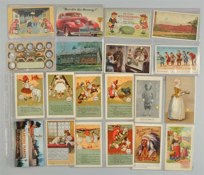 LOT OF 20: ADVERTISING POSTCARDS.                 