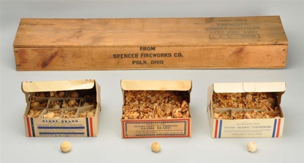 SPENCER WOODEN BOX WITH FIREWORKS.                