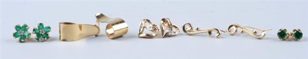 LOT OF 5: PAIRS OF BOXED GOLD EARRINGS.           