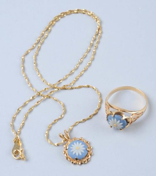 LOT OF 2: 14K GOLD NECKLACE & RING.               