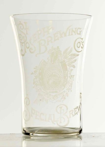 ST. JOSEPH BREWING CO. ACID ETCHED BEER GLASS.    