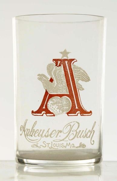 ANHEUSER-BUSCH ACID ETCHED & PAINTED BEER GLASS.  