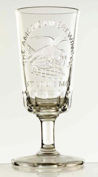 AMERICAN BREWING CO. PEDESTAL STYLE BEER GLASS.   