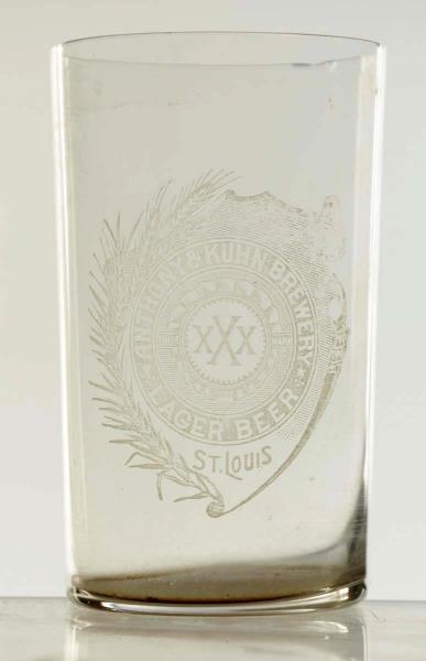ANTHONY & KUHN BREWING CO. ACID ETCHED BEER GLASS 
