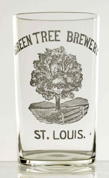 GREEN TREE BREWING CO. ACID ETCHED BEER GLASS.    