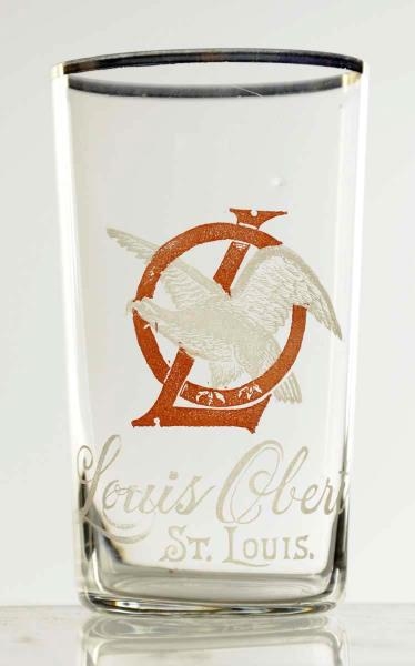 LOUIS OBERT BREWING CO. ACID ETCH & PAINTED GLASS 