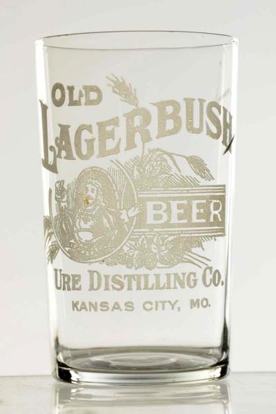 OLD LAGERBUSH ACID ETCHED BEER GLASS.             