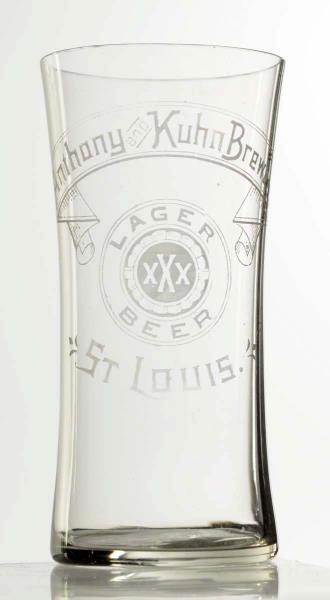 ANTHONY & KUHN BREWERY ACID ETCHED BEER GLASS.    
