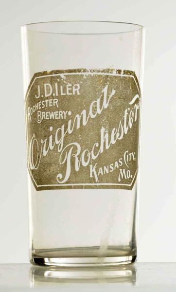 J.D. ILER BREWERY ACID ETCHED BEER GLASS.         