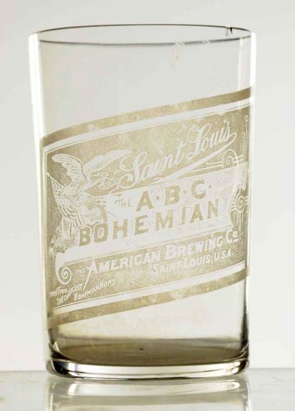 A.B.C. BOHEMIAN ACID ETCHED BEER GLASS.           