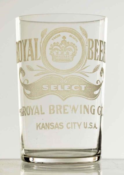 ROYAL BREWING CO. ACID ETCHED ROYAL BEER GLASS.   