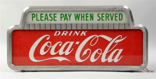 1950’S COCA-COLA COUNTERTOP LIGHTED SIGN.         