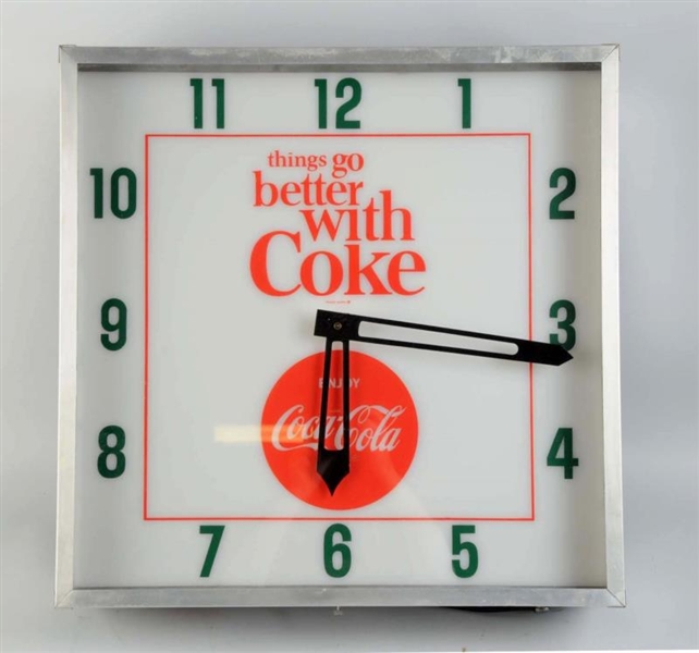 1960’S LARGER COCA-COLA OUTDOOR LIGHTED CLOCK.    
