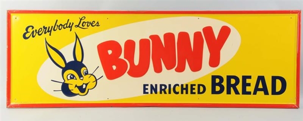 1956 EMBOSSED TIN BUNNY BREAD SIGN.               
