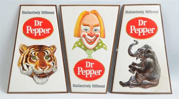 LOT OF 3: DR. PEPPER PRESSED CARDBOARD SIGNS.     