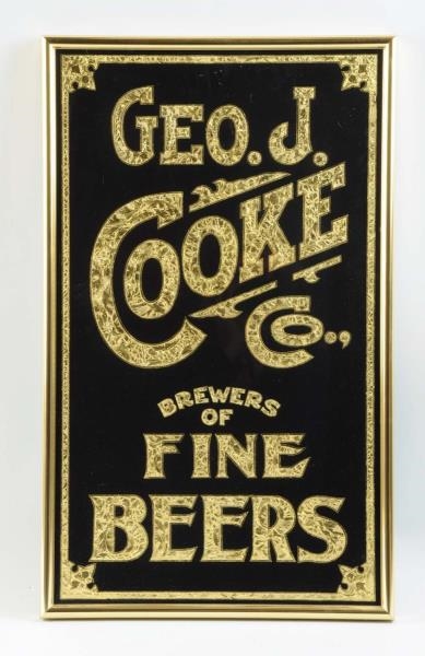 GEO. J. COOKE BEER FOIL BACKED SIGN.              