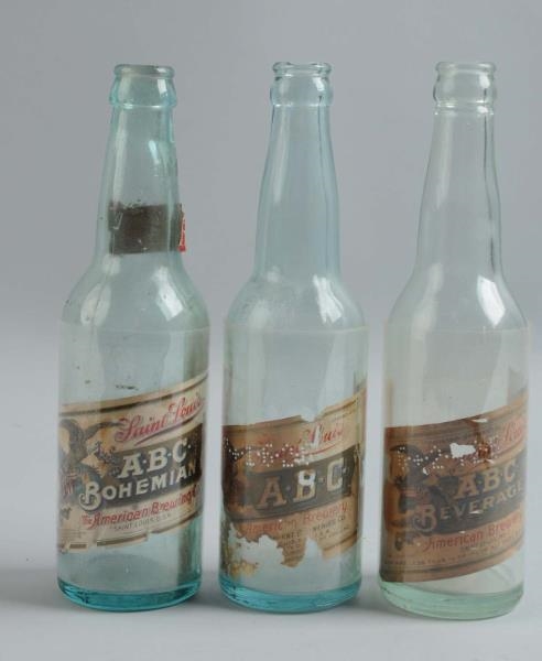 LOT OF 3: ST. LOUIS BEER BOTTLES WITH LABELS.     