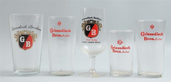 LOT OF 5: GRIESEDIECK BEER GLASSES.               