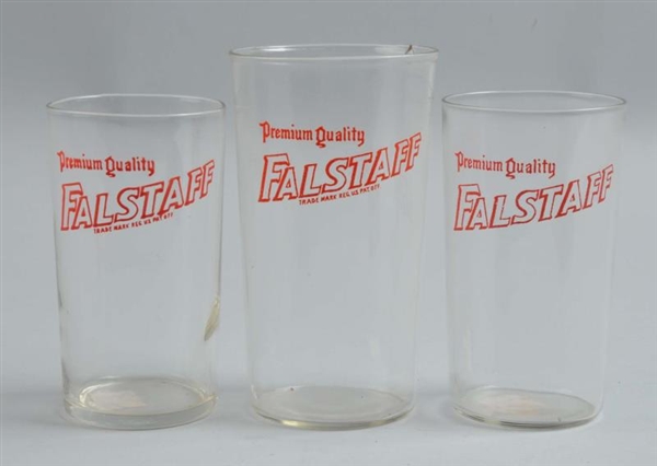 LOT OF 3: FALSTAFF BEER GLASSES.                  