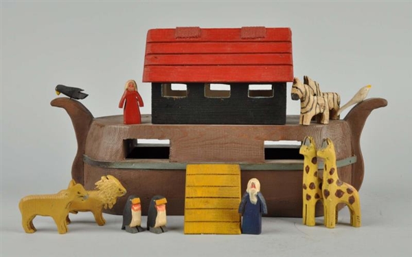 MODERN WOODEN ARK WITH FIGURES.                   