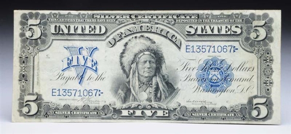 $5 1899 SILVER CERTIFICATE WITH BLUE SEAL.        